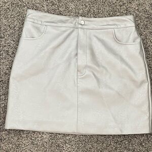 Wayf Silver Faux Leather Mini Skirt